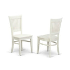 5-Piece Linen White Finish Solid Wood Top - Rectangular Dining Room Set Seats-4