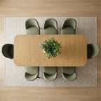 9-Piece Dining Set for 8, Extendable Trestle Base Table with Upholstered Chairs Featuring Solid Wood Legs-Panipeachy