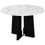 5-piece Round Dining Table Set Dining Set with 4 Upholstered Chairs for Dining Room, Kitchen and Living room, Beige/Black/Gray/White-ModernLuxe