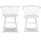 Alwynn White and Natural Wood 5-piece Dining Set, Dining Table with 4 Windsor Chairs
