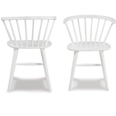 Alwynn White and Natural Wood 5-piece Dining Set, Dining Table with 4 Windsor Chairs