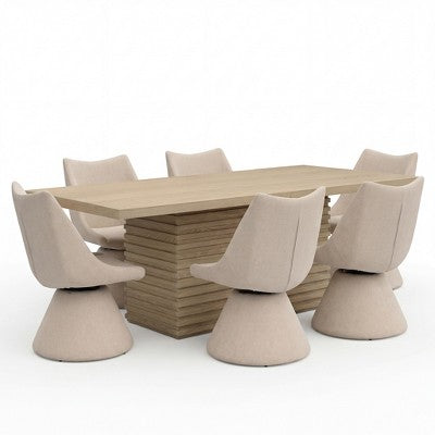 Christopher Knight Home Wichai Modern 7 Piece Wooden and Metal Dining Set with Swivel Chairs and Rectangular Table