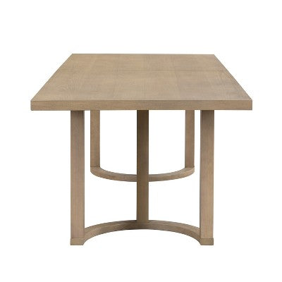 Christopher Knight Home Harish Modern 7 Piece Rubberwood Linen Upholstered Dining Set with Rectangular Table