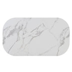 Modern Marble Dining Table Set for 6 with Metal Frame, Rectangular Marble Sticker Table and 6 Chairs for Dining Room Kitchen