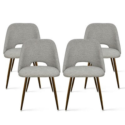 5 Piece Dining Set for 4 Round Walunut Dining Table with Metal Pedestal Base + 4 Upholstered Armless Chairs for Dining Room,Kitchen-Panipeachy