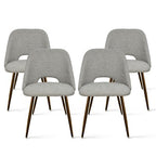 5 Piece Dining Set for 4 Round Walunut Dining Table with Metal Pedestal Base + 4 Upholstered Armless Chairs for Dining Room,Kitchen-Panipeachy