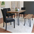Ashzo 6-Piece Dining Set, Hairpin Dining Table with 4 Chairs and Bench, 3 Color Options