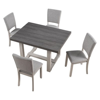 GDFStudio Carter Transitional 5-Piece Wood Dining Table Set with Upholstered Chairs