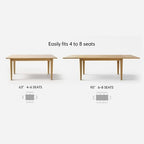 Expandable Dining Table Set for 8, Rectangular Table with Removable Leaves and Armless Linen Chairs, Featuring Solid Wood Legs-Panipeachy