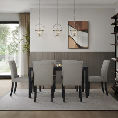 ChaletPosh 7 Pieces Dining Set with Linen Cover Dining Chair