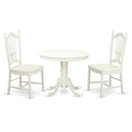 HomeStock Dining Room Kitchen Table Set Round Linen White