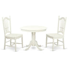 HomeStock Dining Room Kitchen Table Set Round Linen White