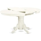 HomeStock 7 Piece Linen White Dining Room Table Set Oval Table with 6 Chairs