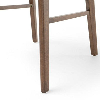 GDFStudio Alexis Mid Century Modern 7 Piece Fabric and Upholstered Rubberwood Dining Set
