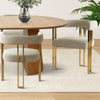47-83 Extendable Dining Table Set for 6, Natural Wood-Tone Table and 6 Upholstered Chenille Dining Chairs with Metal Legs-Panipeachy