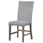 7 PCS Extendable Dining Set for 6, Dining Table Set with 6 Upholstered Dining Chairs, Mid-Century Style, Golden Brown+Gray-ModernLuxe