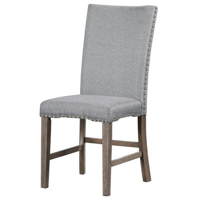 7 PCS Extendable Dining Set for 6, Dining Table Set with 6 Upholstered Dining Chairs, Mid-Century Style, Golden Brown+Gray-ModernLuxe