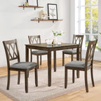 GDFStudio Andrea Modern Wood and Fabric 5 Piece Dining Set with Cross-Back