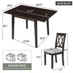3 Piece Expandable Dining Set with 2 Upholstered Chairs, Wood Dining Table with Drop Leaf for Small Place