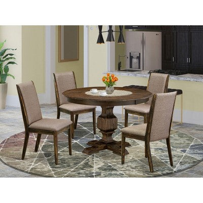 HomeStock Distressed Jacobean 5 Piece Round Dining Set