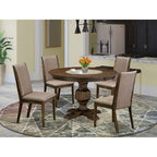 HomeStock Distressed Jacobean 5 Piece Round Dining Set