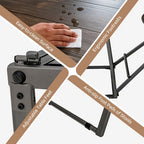Costway 3-Piece Bar Table Set Round Pub Dining Table & 2 Foldable Stools w/ Metal Frame