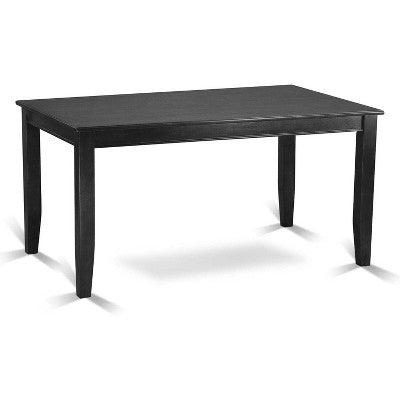 HomeStock 7-Piece Black Finish Solid Wood Top Dining Table with 6 Parson Chairs