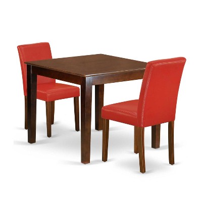 Vintage Kitchen Table Set - 36 Inch Square Table with 2 Parsons Chairs - Retro Dining Set