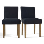 Expandable Dining Table Set for 8, Rectangular Table with Removable Leaves and Armless Linen Chairs, Featuring Solid Wood Legs-Panipeachy