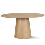 Round Dining Table Set For 6, Upholstered Barrel Dining Chairs With Castors, Linen Blend Fabric, Curved Back Support - Panipeachy