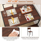 Costway Dining Table Set for 4 Rectangular Table with 2 Chairs, 1 Bench, Storage Racks Rustic Brown/Gray/Brown