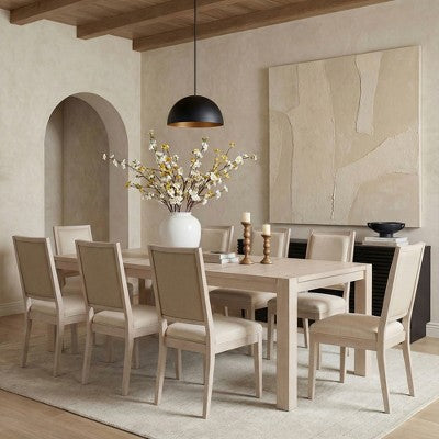 Modern Dining Set - 80 Table + 6 Cushioned Chairs, Solid Wood Frame, 400lbs Table Capacity, Easy Assembly