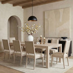 Modern Dining Set - 80 Table + 6 Cushioned Chairs, Solid Wood Frame, 400lbs Table Capacity, Easy Assembly