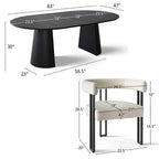 Expandable Round to Oval Dining Table Set with 8 Velvet Chairs, 3-in-1 Pedestal Dining Set, Seats 4 to 8, Modern Dining Room Set-Panipeachy