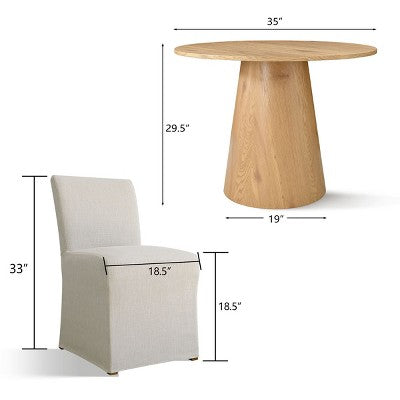 3-Piece Dining Room Table and Chair Set, 35 Round Table with Upholstered Slipcover Chairs for Breakfast Nook or Small Space-Panipeachy