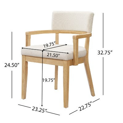 Christopher Knight Home Raisa 5 Piece Farmhouse Rubberwood Dining Set with Boucle Upholstered Chairs