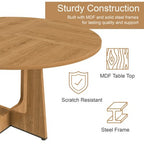 GDFStudio Haven Farmhouse Faux Leather Upholstered Wood 3 Piece Dining Set