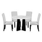 5-piece Round Dining Table Set Dining Set with 4 Upholstered Chairs for Dining Room, Kitchen and Living room, Beige/Black/Gray/White-ModernLuxe