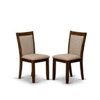 HomeStock Modern Round Dining Table Set Walnut Linen Chairs