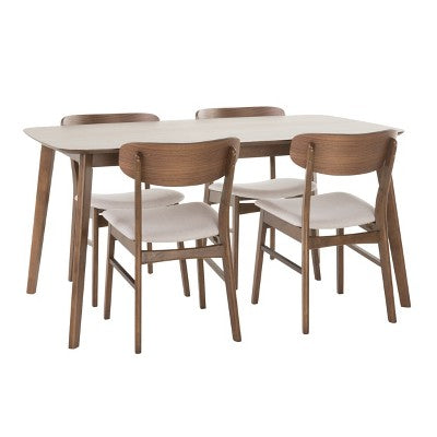 GDFStudio Balfern 5 Pieces Mid Century Modern Upholstered Wood Dining Set