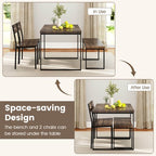 Costway 47 Dining Table Set for 4, Wooden Kitchen Table with 2 Chairs & Bench, Metal Frame