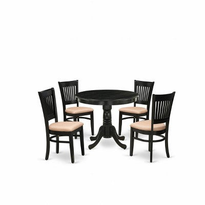 HomeStock Round Dining Table Set Linen Chairs Kitchen Table