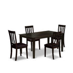 5-Piece Cappuccino Solid Wood Top - Dining Room Set - Seats 4