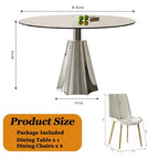 GDFStudio Lenhart Mid-Century 5 Piece Round Dining Set with 35 Glass Table and 4 Ergonomic Chairs