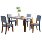 Faux Marble Dining Table Set for 4, 5 Pieces Rectangle Dining Table with 4 Upholstered Chairs for Small Space Kictchen
