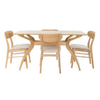 Christopher Knight Home Fausett Mid Century Modern Fabric Upholstered Wood 5 Piece Dining Set