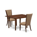 HomeStock 3-Pc Mahogany Finish Rectangular Solid Wood Top with Butterfly Leaf Dining Table Set