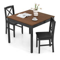 Costway 3 PCS Dining Table Set Wooden Square Kitchen Table with 2 Upholstered Chairs Brown/Gray