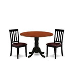 Kitchen Dining Set - Round Table with 2 Wood Chairs - Modern Dining Room Furniture