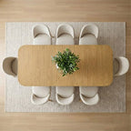 9-Piece Dining Set for 8, Extendable Trestle Base Table with Upholstered Chairs Featuring Solid Wood Legs-Panipeachy